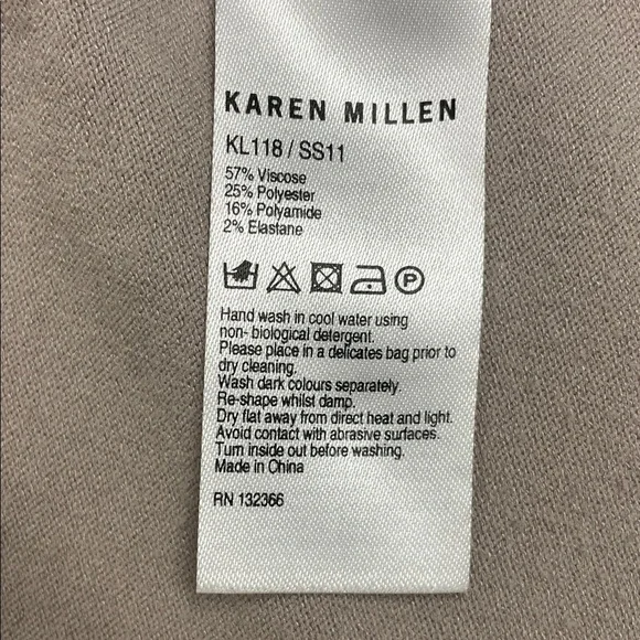 Karen Millen Knit Sweater Jacket Black Trim Asymmetrical Zipper V Neck Collar - Picture 10 of 14